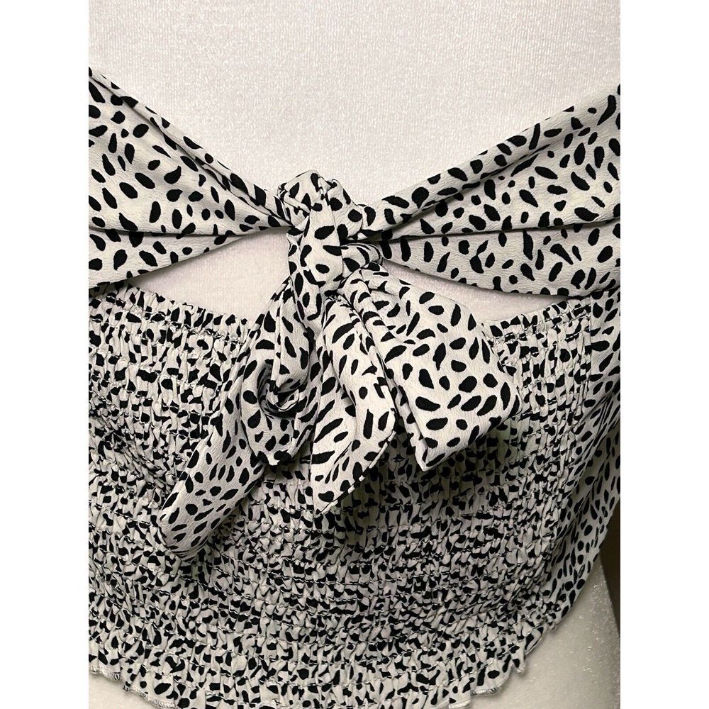 Altar'd State Black/White Blouse Crop Top Tie Back Cottage Boho Hippie Country M - Picture 5 of 7